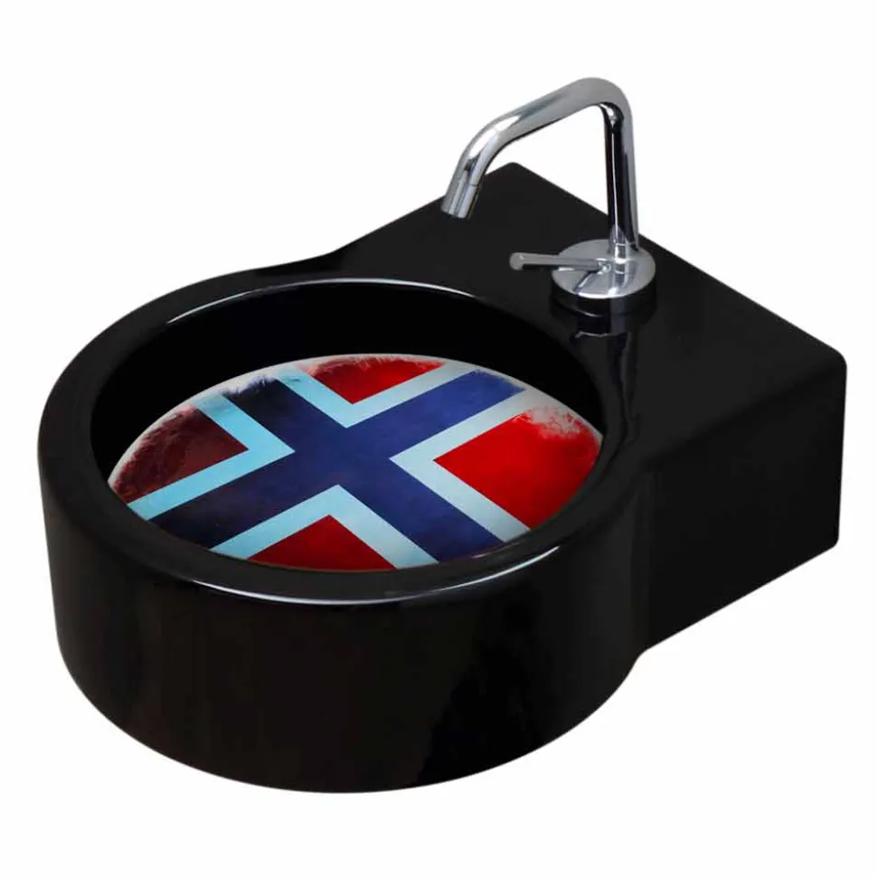 Lavabo in ceramica nero da appoggio/sospensione fatto in Italia Tor