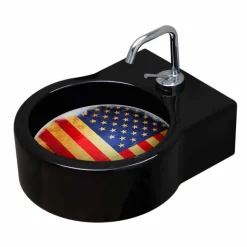 Lavabo in ceramica nero da appoggio/sospensione fatto in Italia Tor