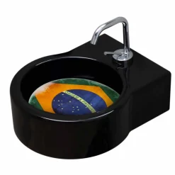 Lavabo in ceramica nero da appoggio/sospensione fatto in Italia Tor