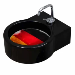 Lavabo in ceramica nero da appoggio/sospensione fatto in Italia Tor