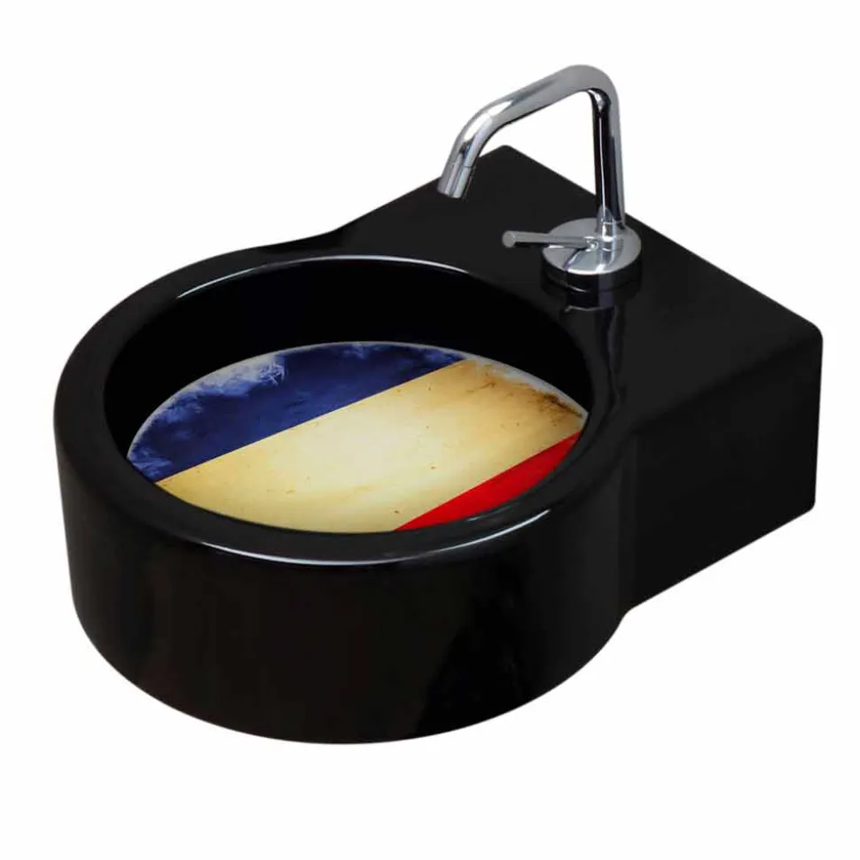 Lavabo in ceramica nero da appoggio/sospensione fatto in Italia Tor