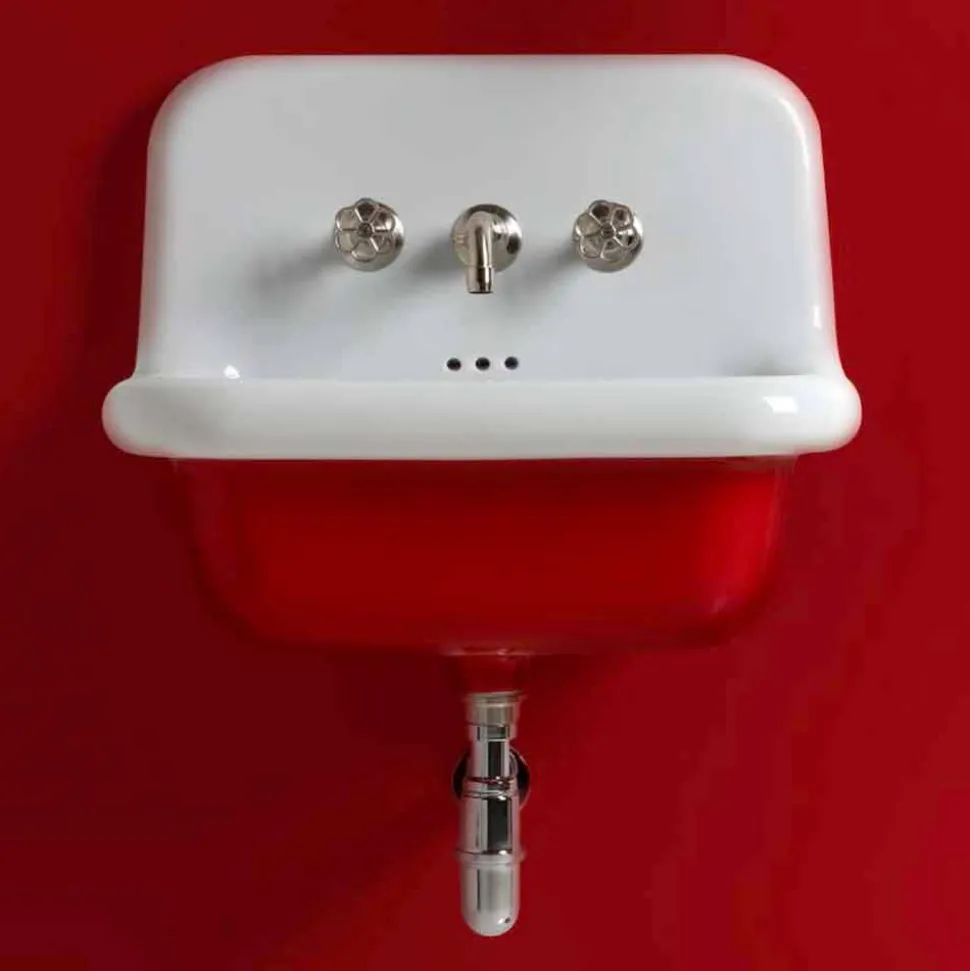 Lavabo in ceramica rettangolare con parte inferiore colorata Jordan