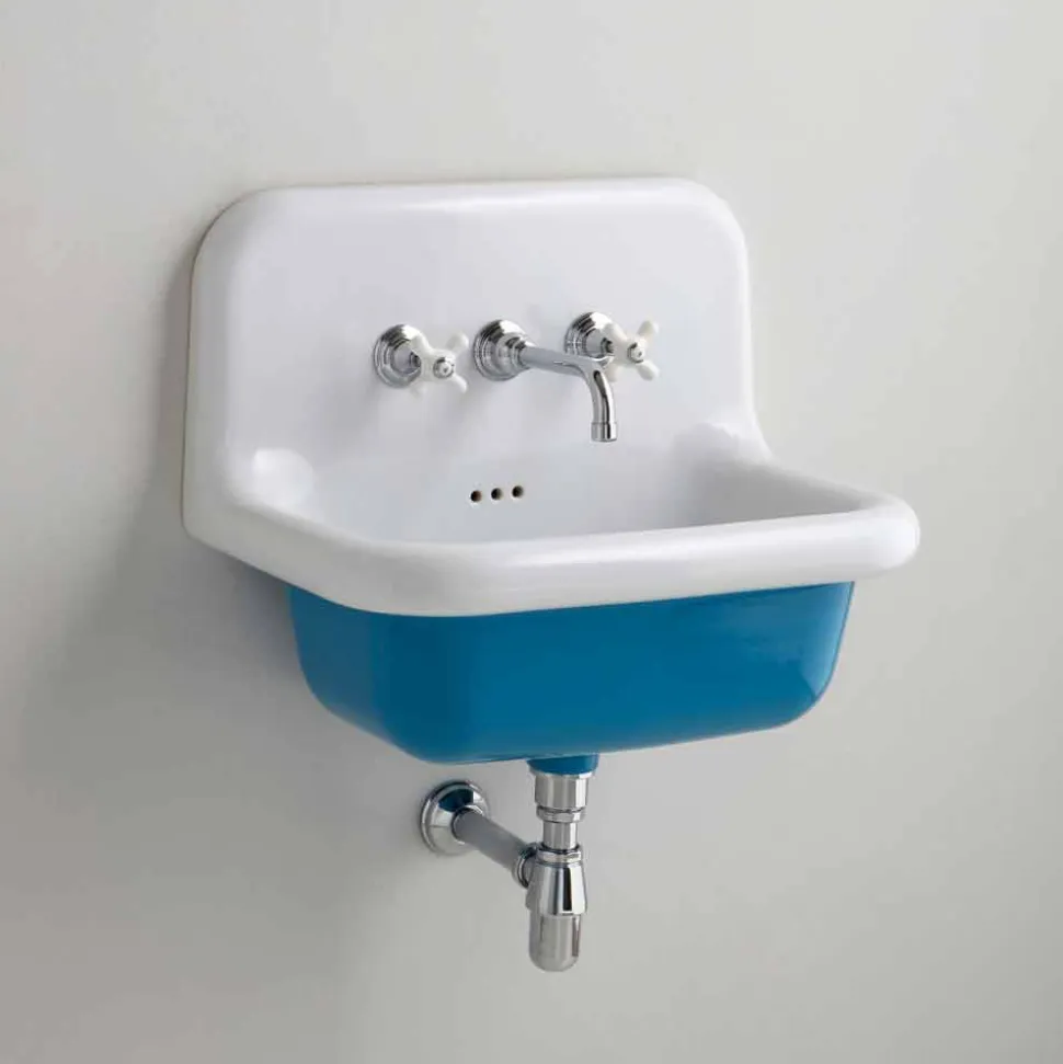Lavabo in ceramica rettangolare con parte inferiore colorata Jordan