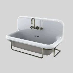 Lavabo in ceramica rettangolare con base metallica sospesa vintage Felipe