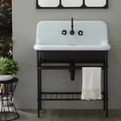 Lavabo in ceramica stile vintage con struttura e griglia metallica Taylor