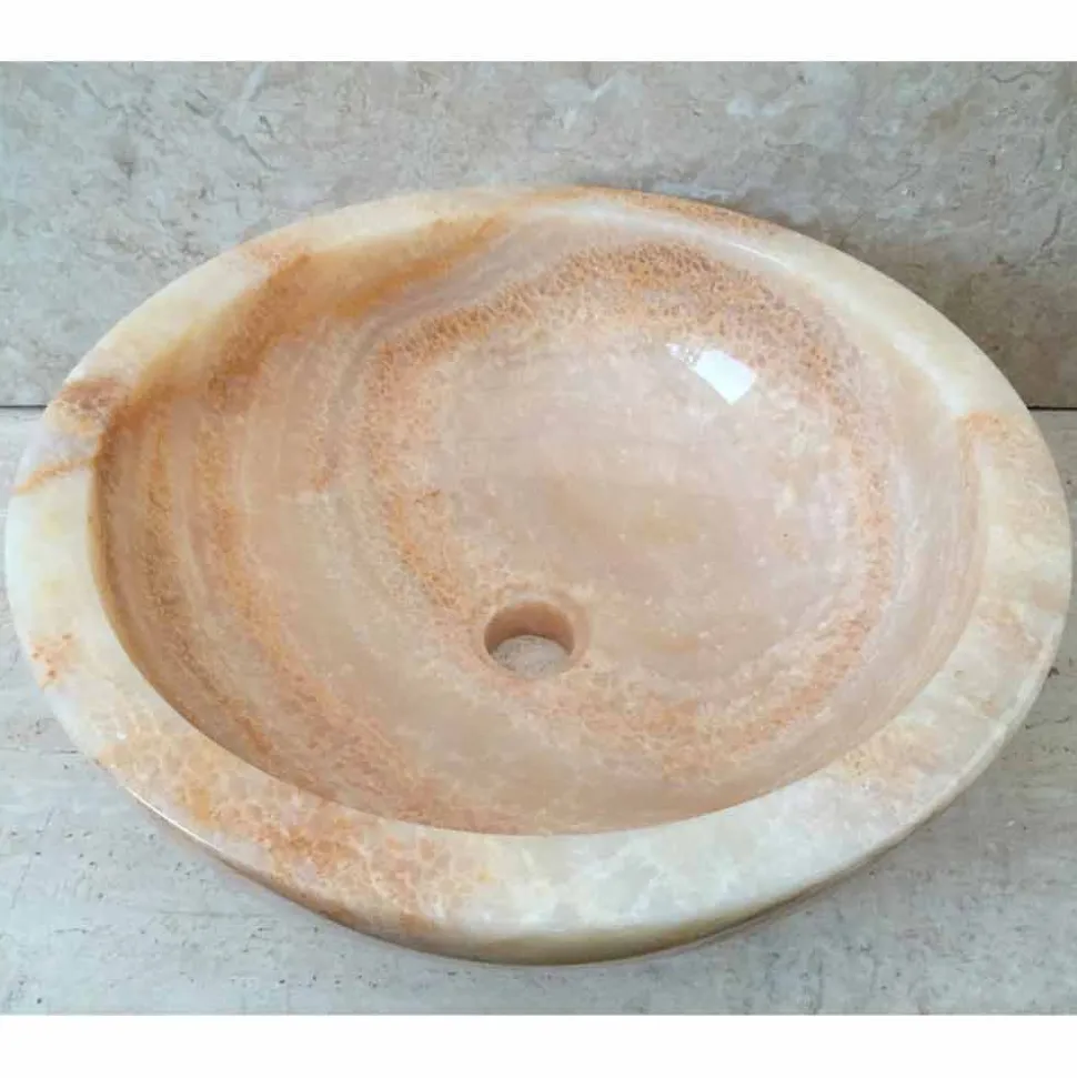 Lavabo in pietra naturale da appoggio Ana di design, fatto a mano