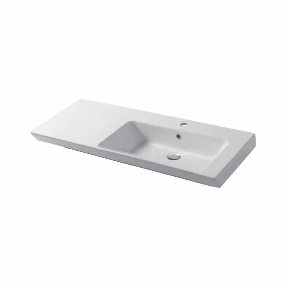 Lavabo Moderno da Appoggio e Incasso Destro in Ceramica Maida