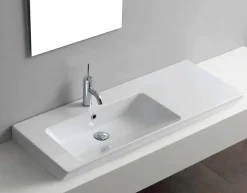 Lavabo Moderno da Appoggio e Incasso Sinistro in Ceramica Maida