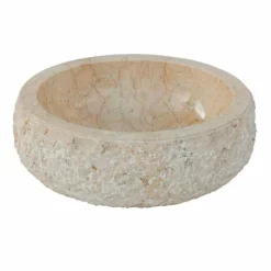 Lavabo moderno da appoggio in pietra naturale bianca Lola, pezzo unico
