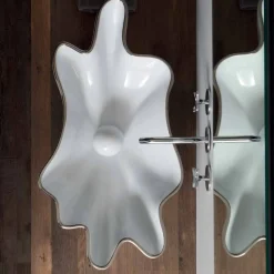 Lavabo moderno da appoggio in ceramica bianco fatto in Italia Rayan