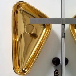 Lavabo moderno da appoggio in ceramica oro fatto in Italia Sofia