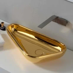 Lavabo moderno da appoggio in ceramica oro fatto in Italia Sofia