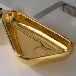 Lavabo moderno da appoggio in ceramica oro fatto in Italia Sofia