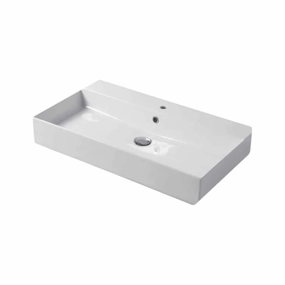 Lavabo Monoforo da Appoggio o Parete in Ceramica Colarata Leivi