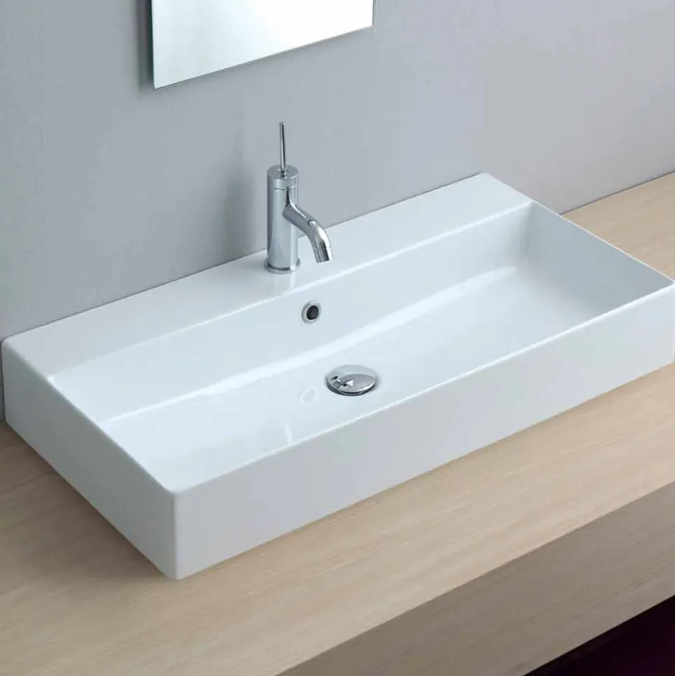 Lavabo Monoforo da Appoggio o Parete in Ceramica Colarata Leivi