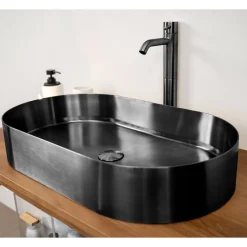 Lavabo Ovale da Appoggio in Acciaio Inox in Diverse Finiture - Anemone