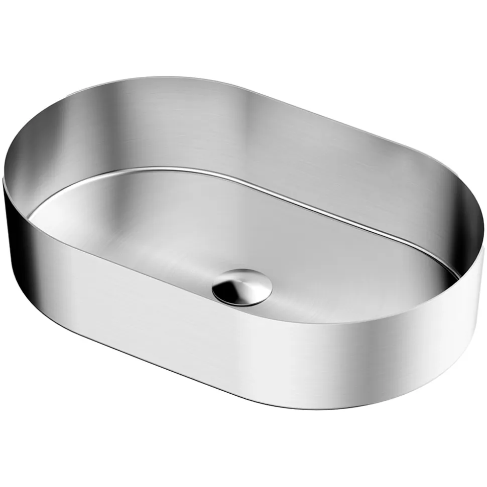 Lavabo Ovale da Appoggio in Acciaio Inox in Diverse Finiture - Anemone