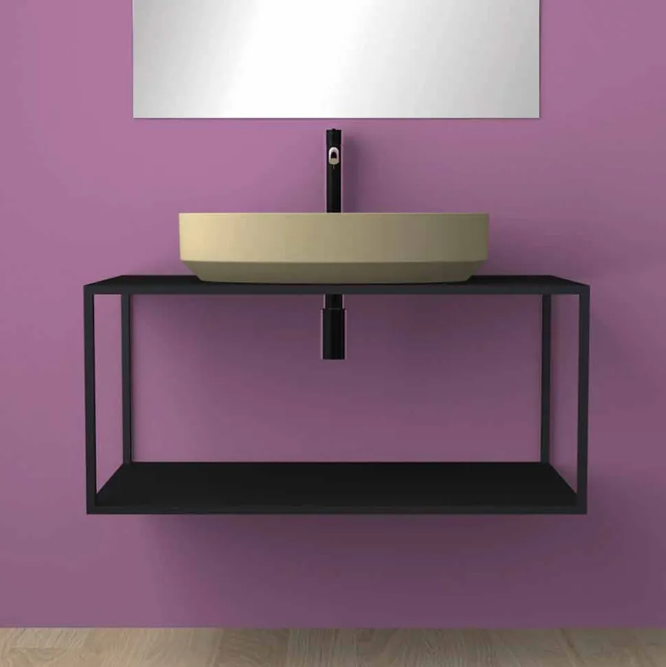 lavabo ovale da appoggio in ceramica di design made in Italy, Yoel