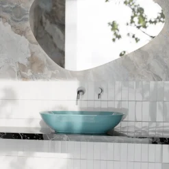 Lavabo Ovale da Appoggio in Ceramica Lucida L 58 cm Made in Italy - Nelly