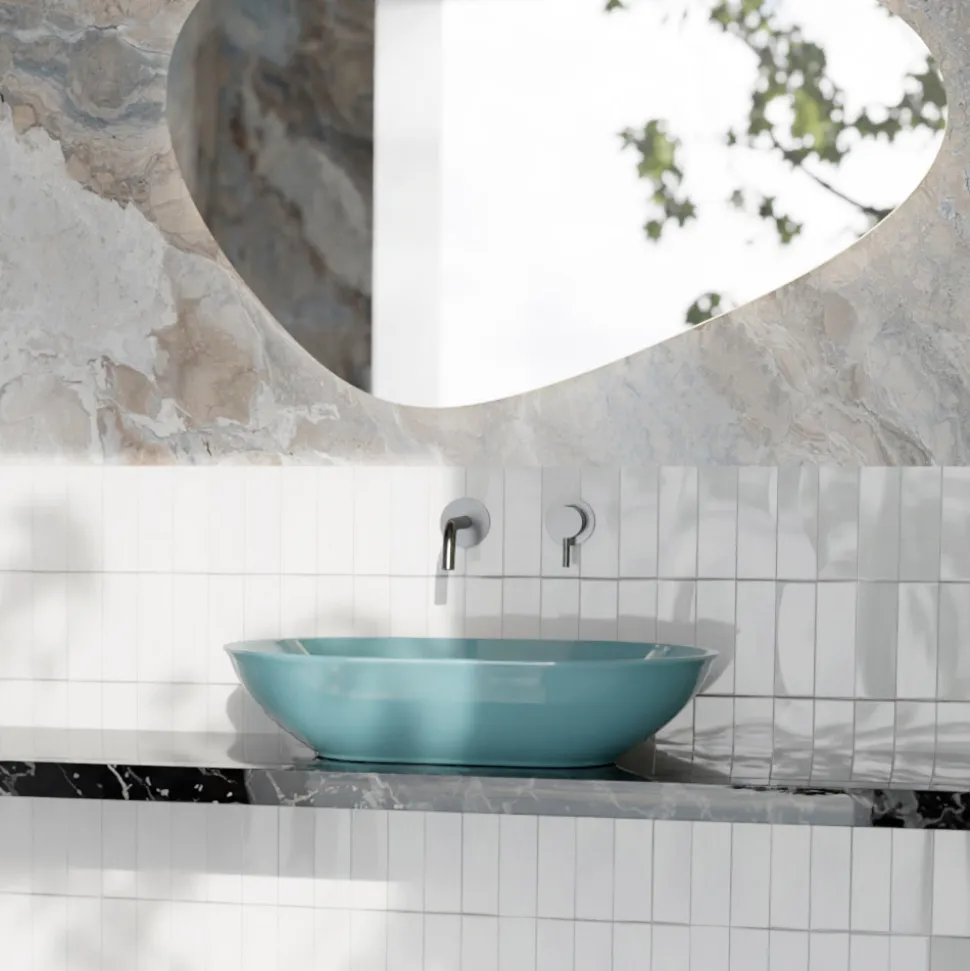 Lavabo Ovale da Appoggio in Ceramica Lucida L 58 cm Made in Italy - Nelly