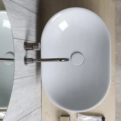 Lavabo Ovale da Appoggio in Ceramica Lucida L 58 cm Made in Italy - Nelly