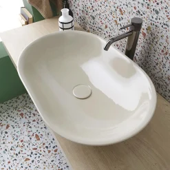 Lavabo Ovale da Appoggio in Ceramica Lucida L 58 cm Made in Italy - Nelly