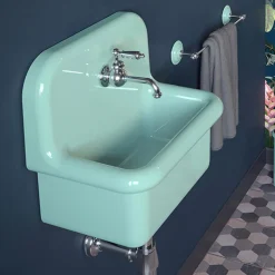 Lavabo per Arredare il Bagno in Ceramica Monocolore Verde Acqua - Jasmine