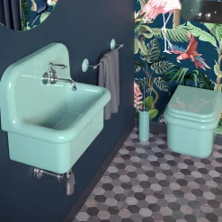 Lavabo per Arredare il Bagno in Ceramica Monocolore Verde Acqua - Jasmine