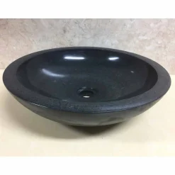 Lavabo per bagno da appoggio di design in pietra naturale nera Ziva