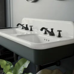 Lavabo per il Bagno Doppio con Struttura Rettangolare e in Ceramica - Kevin