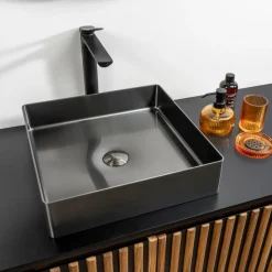 Lavabo Quadrato da Appoggio in Acciaio Inox in Diverse Finiture - Calendula