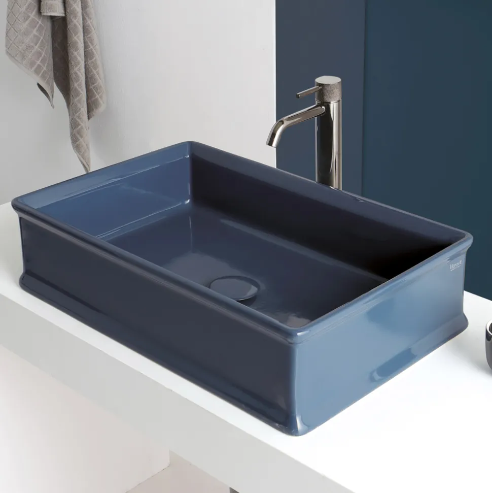 Lavabo Rettangolare da Appoggio in Ceramica L 62 cm Made in Italy - Debora