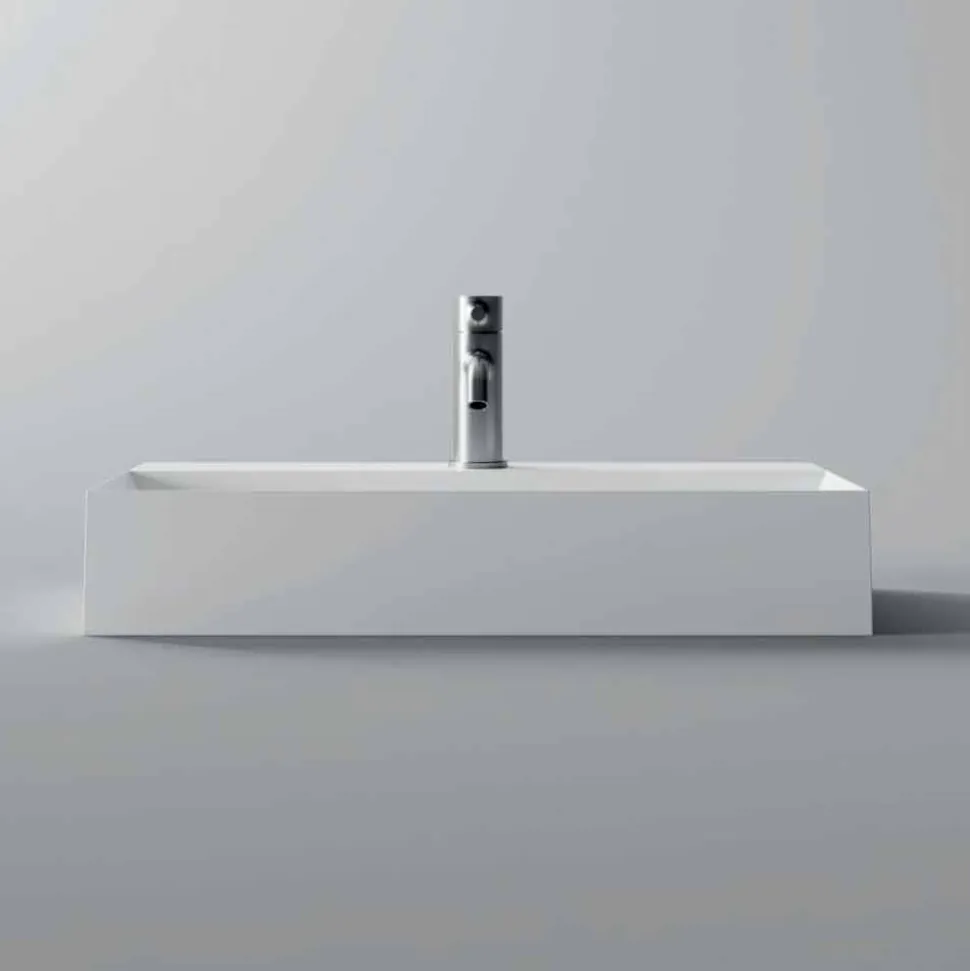 Lavabo Rettangolare da Appoggio o Sospeso Moderno 60x30 cm in Ceramica - Act