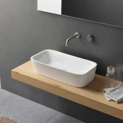 Lavabo Rettangolare Moderno in Ceramica di Design da Appoggio - Lipperialav1