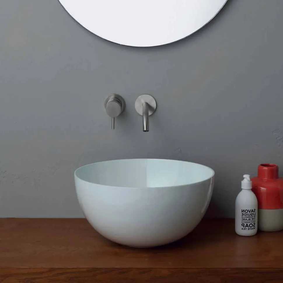Lavabo rotondo da appoggio in ceramica design moderno Star Round 40 cm