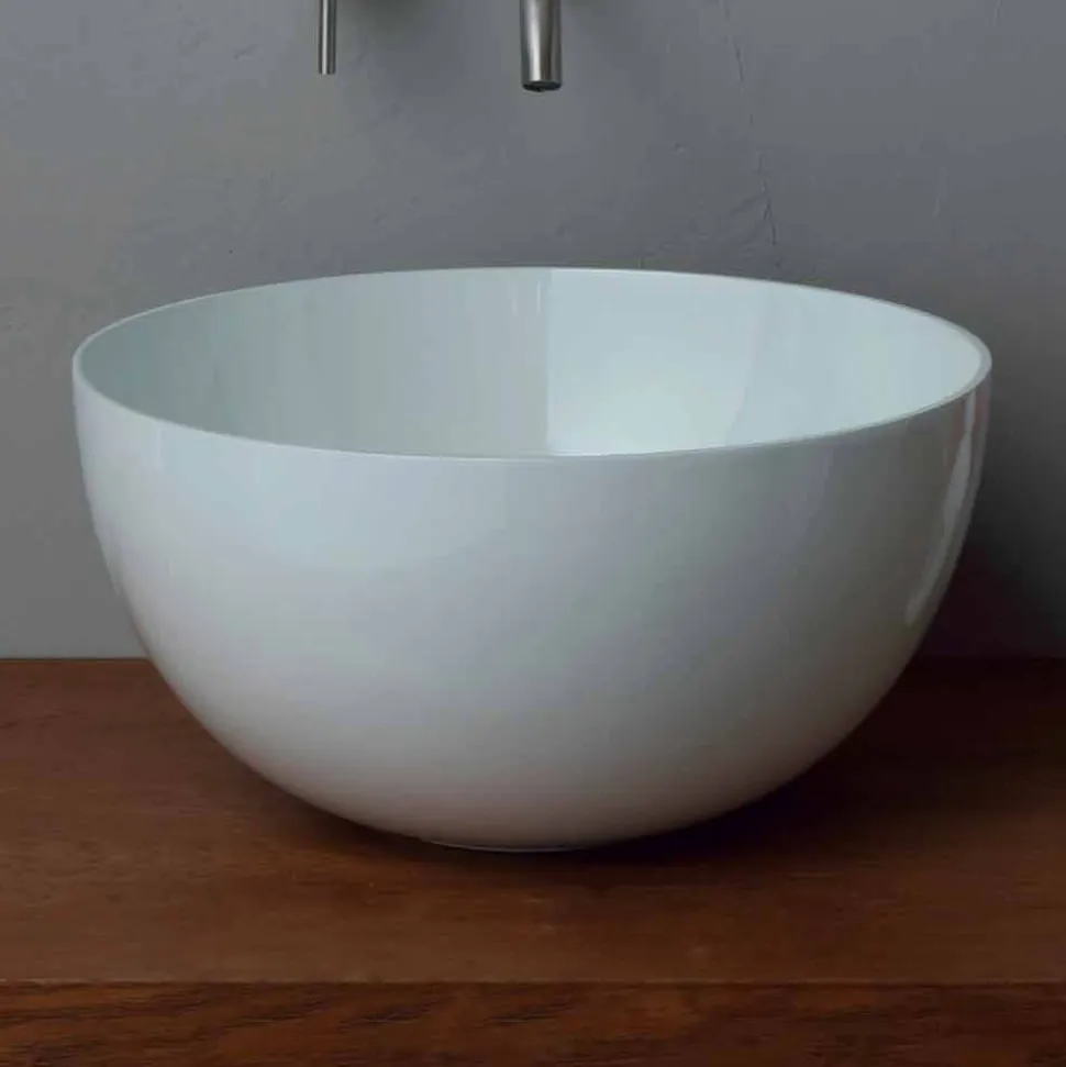 Lavabo rotondo da appoggio in ceramica design moderno Star Round 40 cm