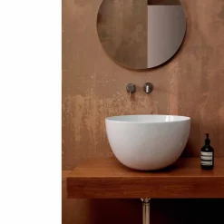 Lavabo rotondo da appoggio in ceramica bianca o colorata Star Round50