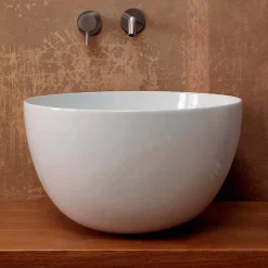 Lavabo rotondo da appoggio in ceramica bianca o colorata Star Round50