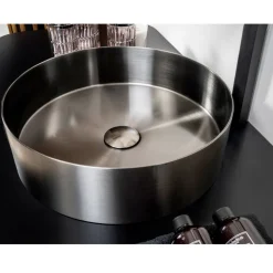 Lavabo Rotondo da Appoggio in Acciaio Inox in Diverse Finiture - Fiordaliso