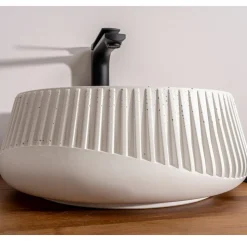 Lavabo Rotondo da Appoggio Realizzato in Cemento e Resina - Ibisco