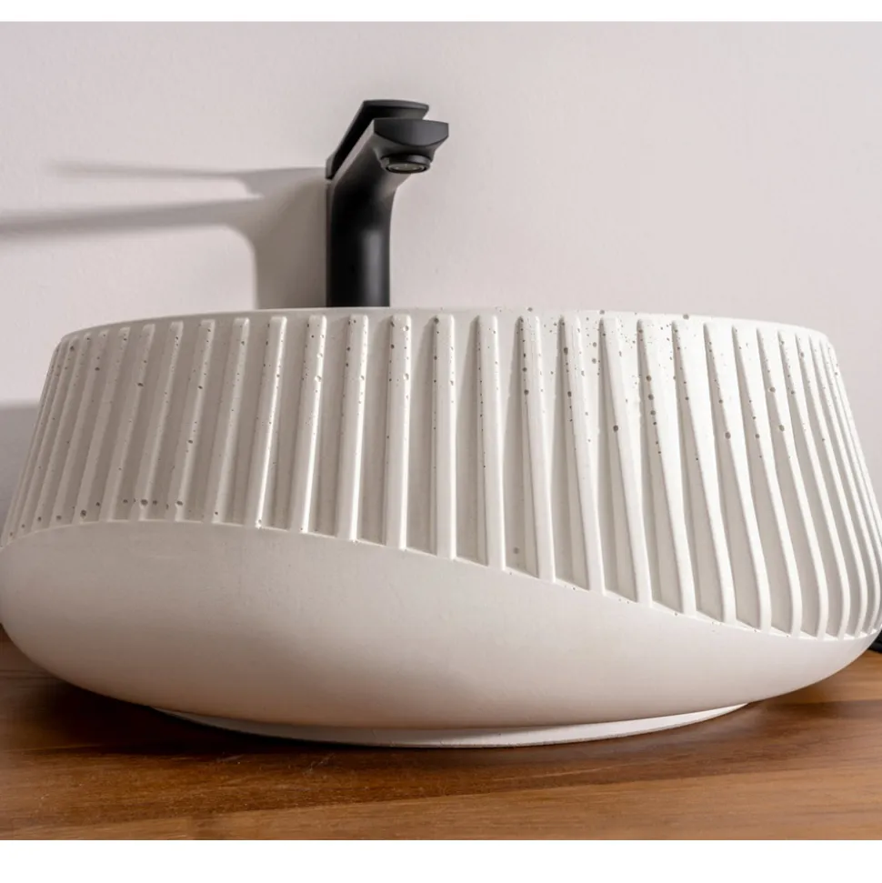 Lavabo Rotondo da Appoggio Realizzato in Cemento e Resina - Ibisco