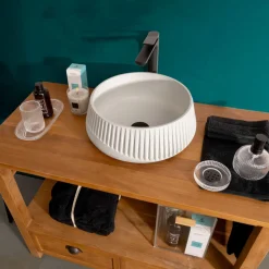 Lavabo Rotondo da Appoggio Realizzato in Cemento e Resina - Ibisco