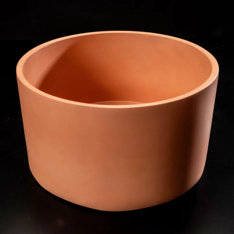 Lavabo Rotondo da Appoggio Realizzato in Terrazzo Arancio Mali - Azalea