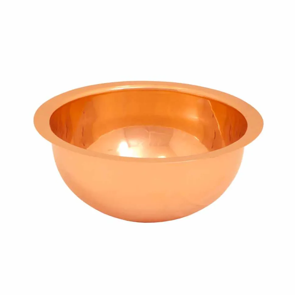 Lavabo rotondo in rame vintage di design, fatto a mano, Flora