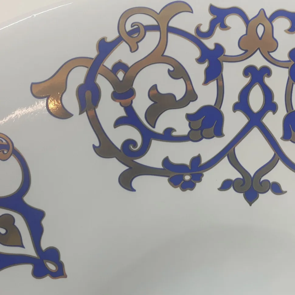 Lavabo Semincasso con Decori Blu Cobalto e Oro o Oro Made in Italy - Capatosta
