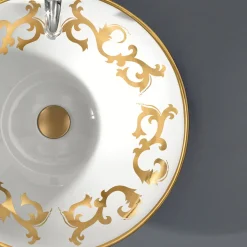 Lavabo Semincasso con Decori Blu Cobalto e Oro o Oro Made in Italy - Capatosta