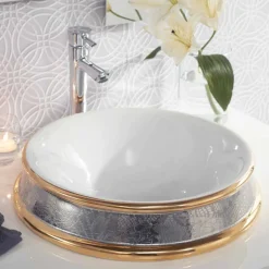 Lavabo semincasso di design in fire clay fatto a mano in Italia,Manilo