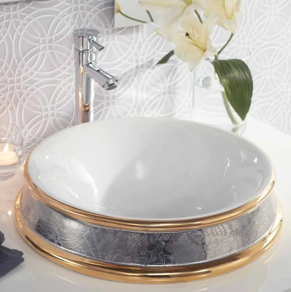 Lavabo semincasso di design in fire clay fatto a mano in Italia,Manilo