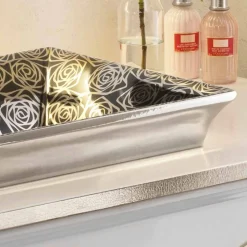 Lavabo semincasso in fire clay moderno decorato a mano in Italia,Guido