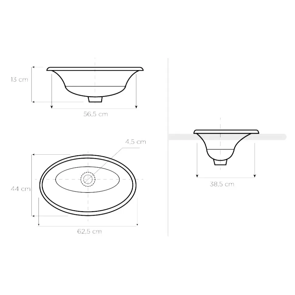 Lavabo Semincasso in Fire Clay Pitturato a Mano Made in Italy - Principe
